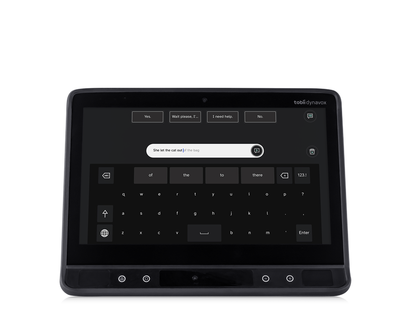 Vista frontal del dispositivo Tobii Dynavox TD I-13 AAC con TD Talk