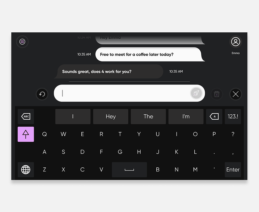 Captura de pantalla de mensajes de texto en TD Phone