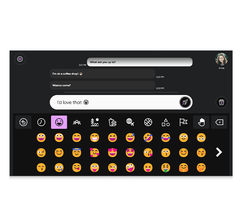 Se pueden utilizar emoticonos en TD Phone de Tobii Dynavox