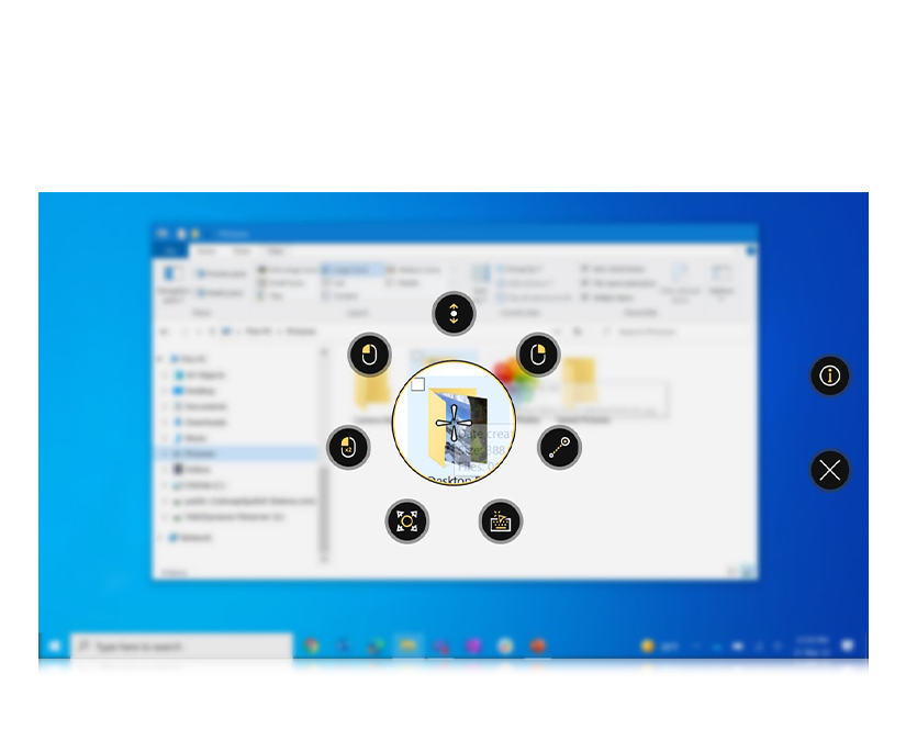 Menú de interacciones en TD Control de Tobii Dynavox usado con el Administrador de archivos
