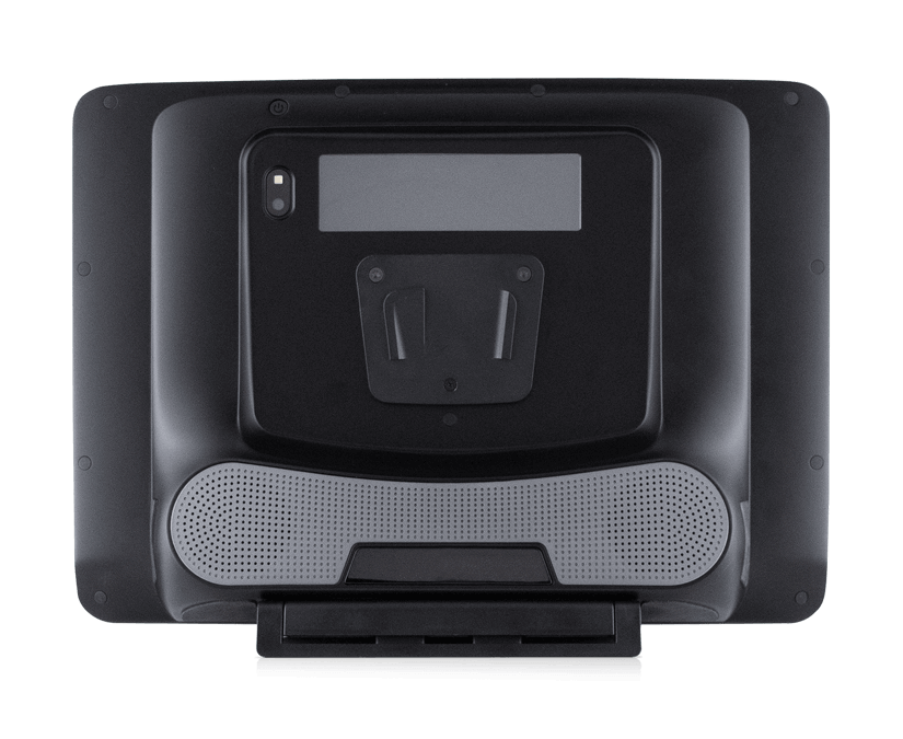 Vista posterior de la base ajustable para I-Series de Tobii Dynavox en dispositivo I-16.