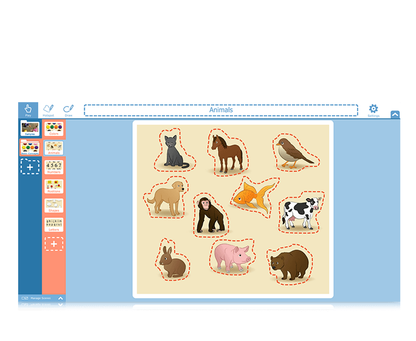 Snap Scene de Tobii Dynavox para aprender los animales