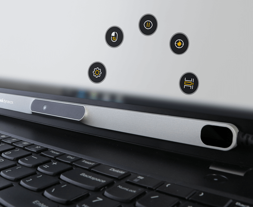 Rastreador ocular Tobii Dynavox PCEye en una computadora portátil