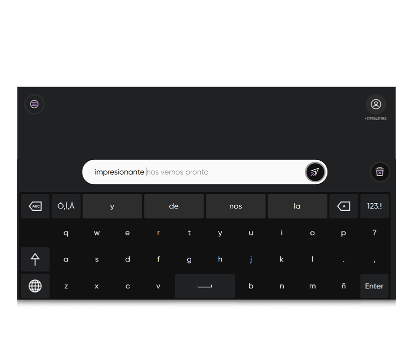 Captura de pantalla de la predicción de frases en TD Phone 