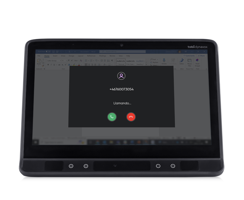 Llamada entrante en TD Phone en un dispositivo generador de voz con seguidor ocular TD I-Series de Tobii Dynavox