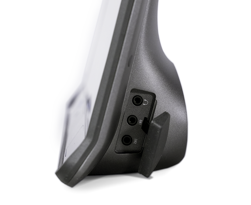 Dispositivo Tobii Dynavox TD I-Series AAC con dos puertos de interruptor y conector para auriculares con cubierta protectora