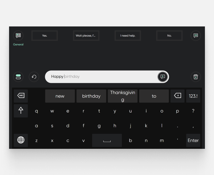 Función de predicción de frases personales de Tobii Dynavox TD Talk