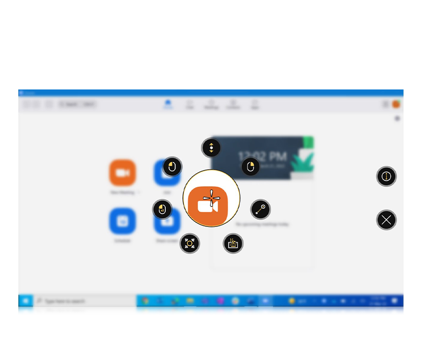 Menú de interacciones en TD Control de Tobii Dynavox con Zoom en segundo plano