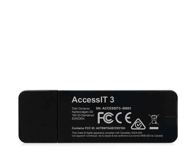 Vista posterior del AccessIT de Tobii Dynavox mostrando la información