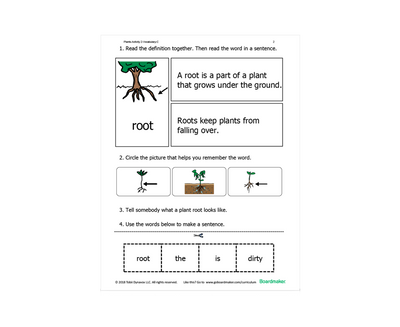 Tobii Dynavox Activities-to-Go roots of a tree learning activty