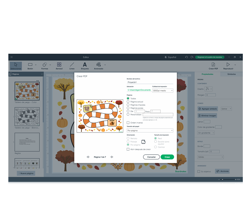 Boardmaker 7 Fall editor de juegos de mesa