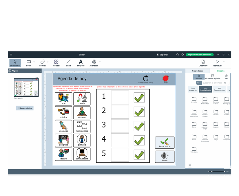 Editor de listas de verificación de Boardmaker 7