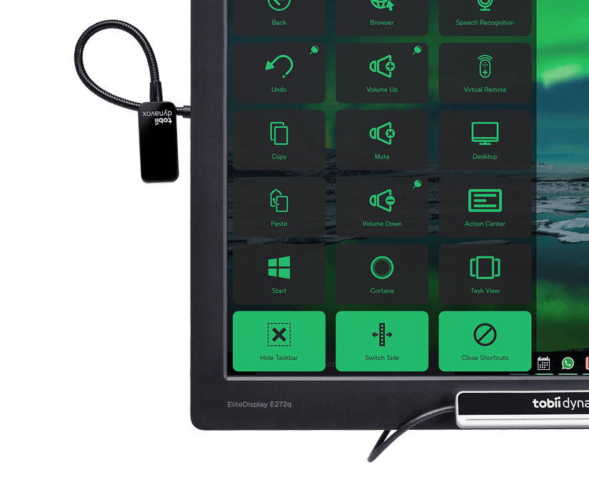 Eye-R de Tobii Dynavox conectado al monitor con Windows Control y PCEye Plus