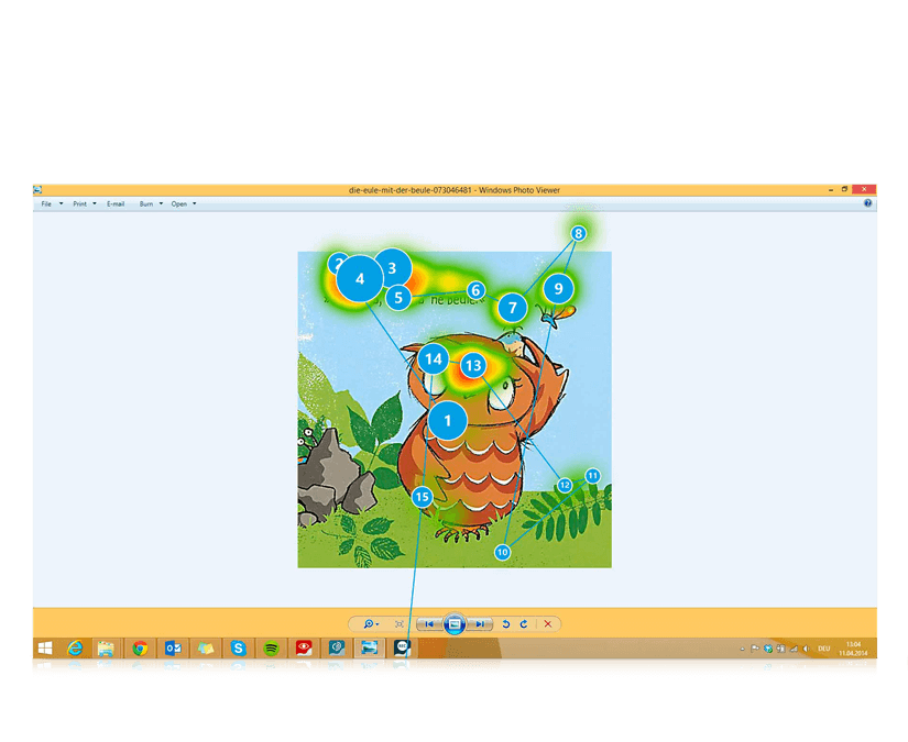 Mapa de calor en una imagen en Gaze Viewer de Tobii Dynavox 