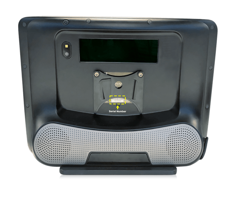 Placa de conversión de Tobii Dynavox Rehadapt a Daessy en la parte posterior del dispositivo.