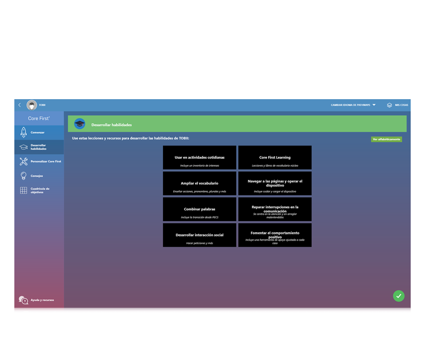 Caminos para las opciones de aprendizaje de Core First