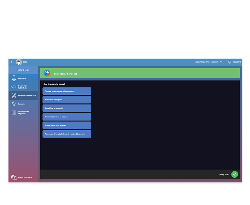 Personalice los caminos para Core First