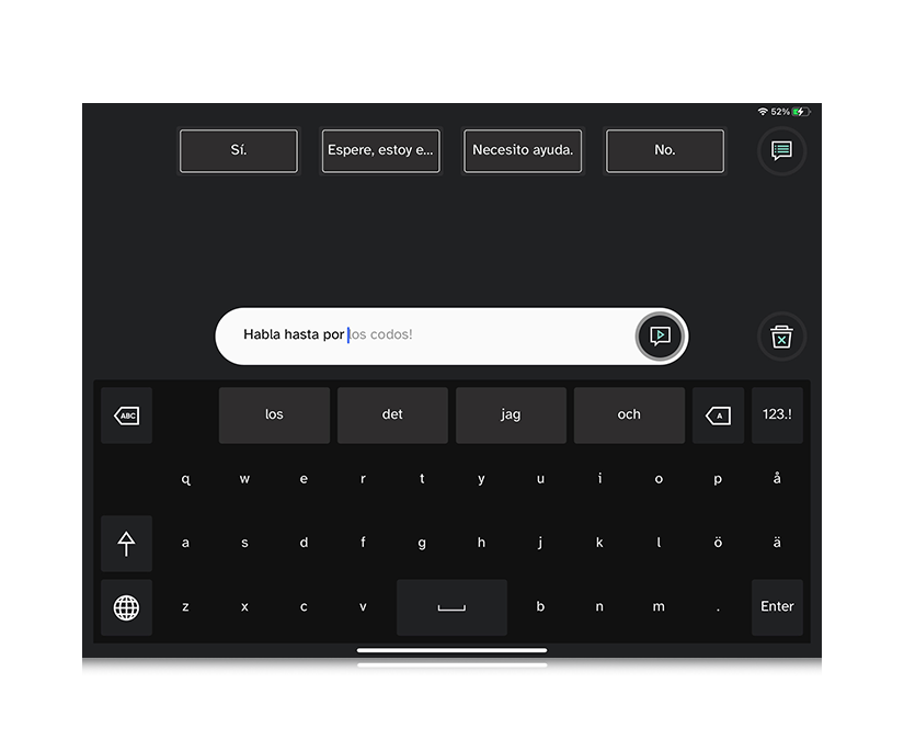 Función de predicción de frases personales de Tobii Dynavox TD Talk