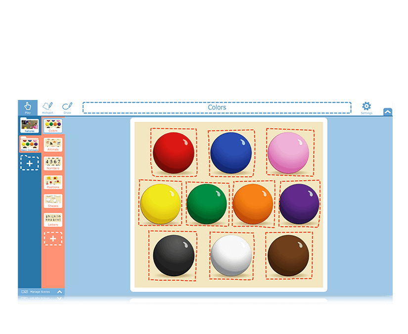 Snap Scene de Tobii Dynavox para aprender los colores