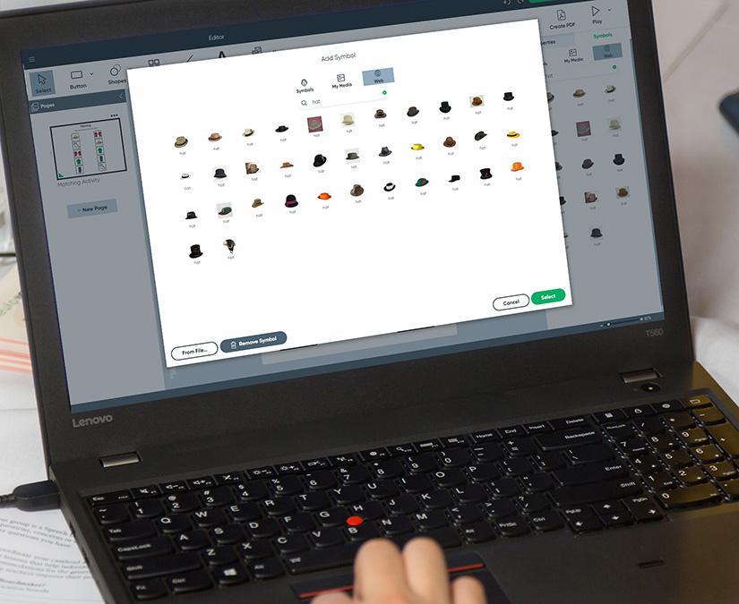 Editor de Boardmaker 7 en una computadora portátil